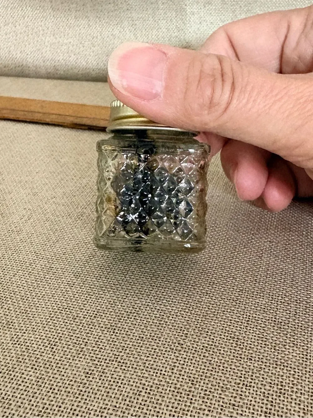 Vintage Sanford’s Gold Ink No. 564 Glass Bottle w/ Original Lid Dried Ink